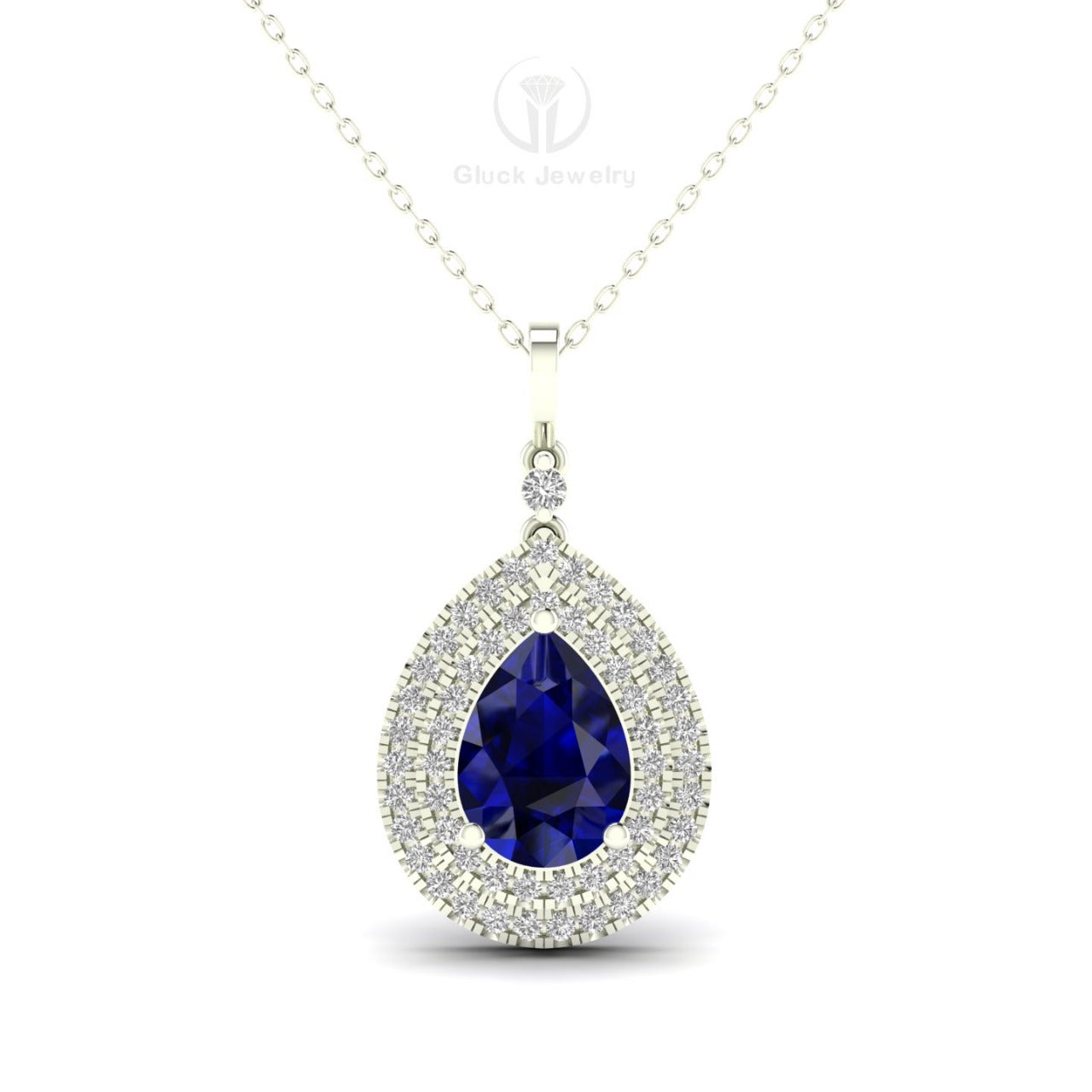 Double Halo Pear Shape Pendant image 11