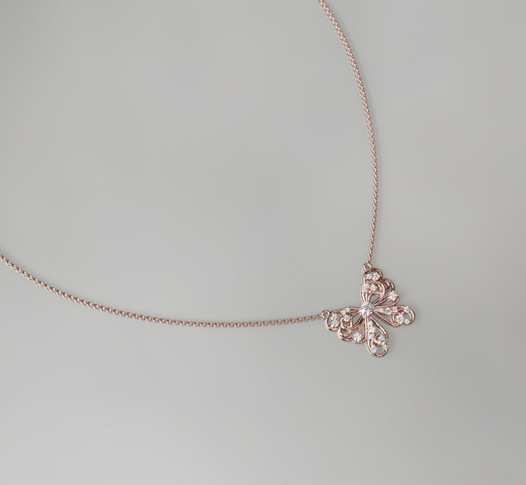 Butterfly Flower Fancy Diamond Pendant image 5
