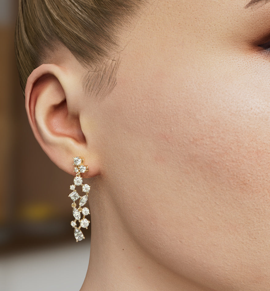 Fancy Shapes Cluster Diamond Dangle Earring image 0