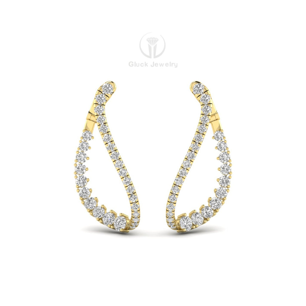 Diamond Inside & Out Drop Hoop Earrings image 5