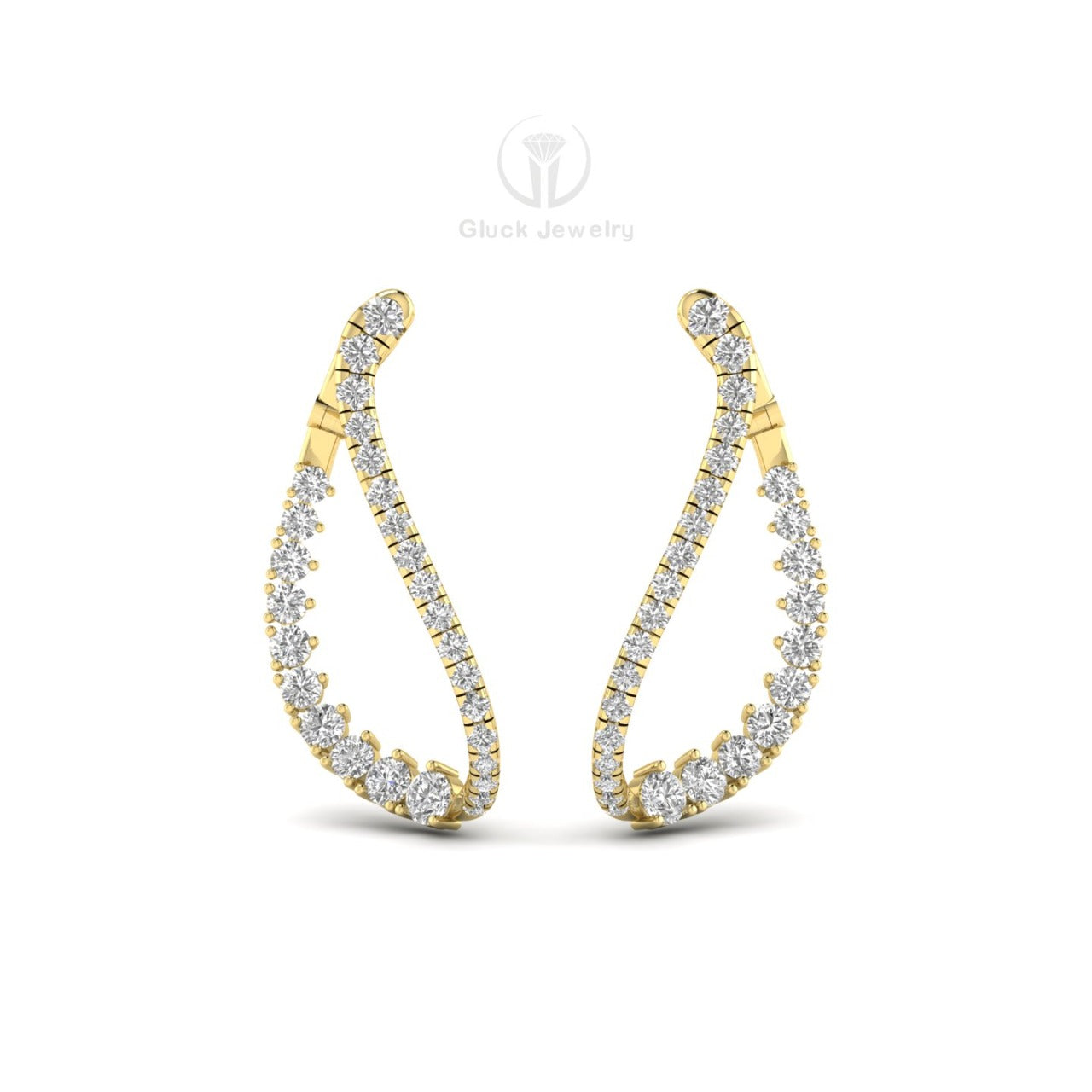 Diamond Inside & Out Drop Hoop Earrings image 5
