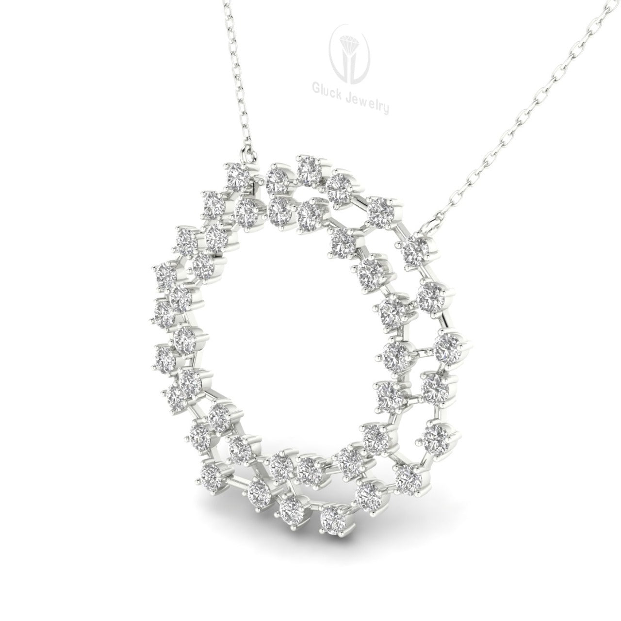Double Circle Diamond Pendant image 6