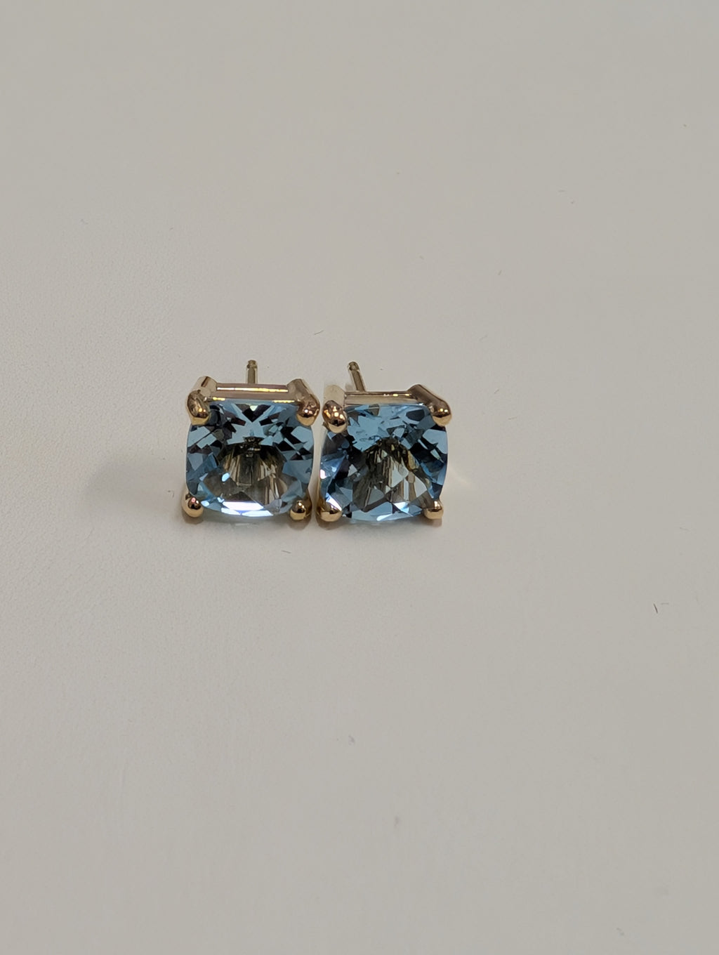 Cushion Cut Sky Blue Topaz Stud Earring image 7