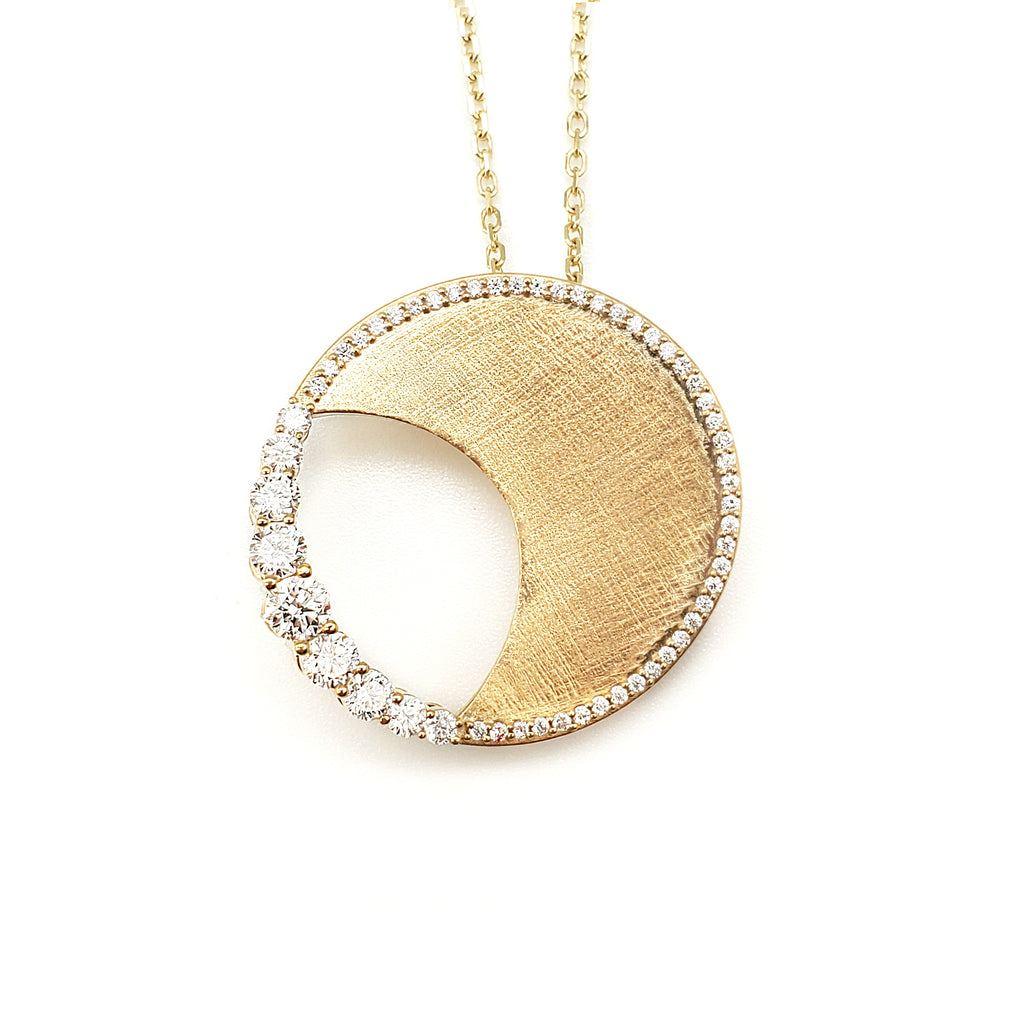 Half Moon Cross Satin Diamond Pendant image 0