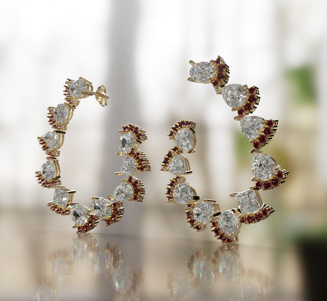 Pear and Round Loop Diamond Earring image 4