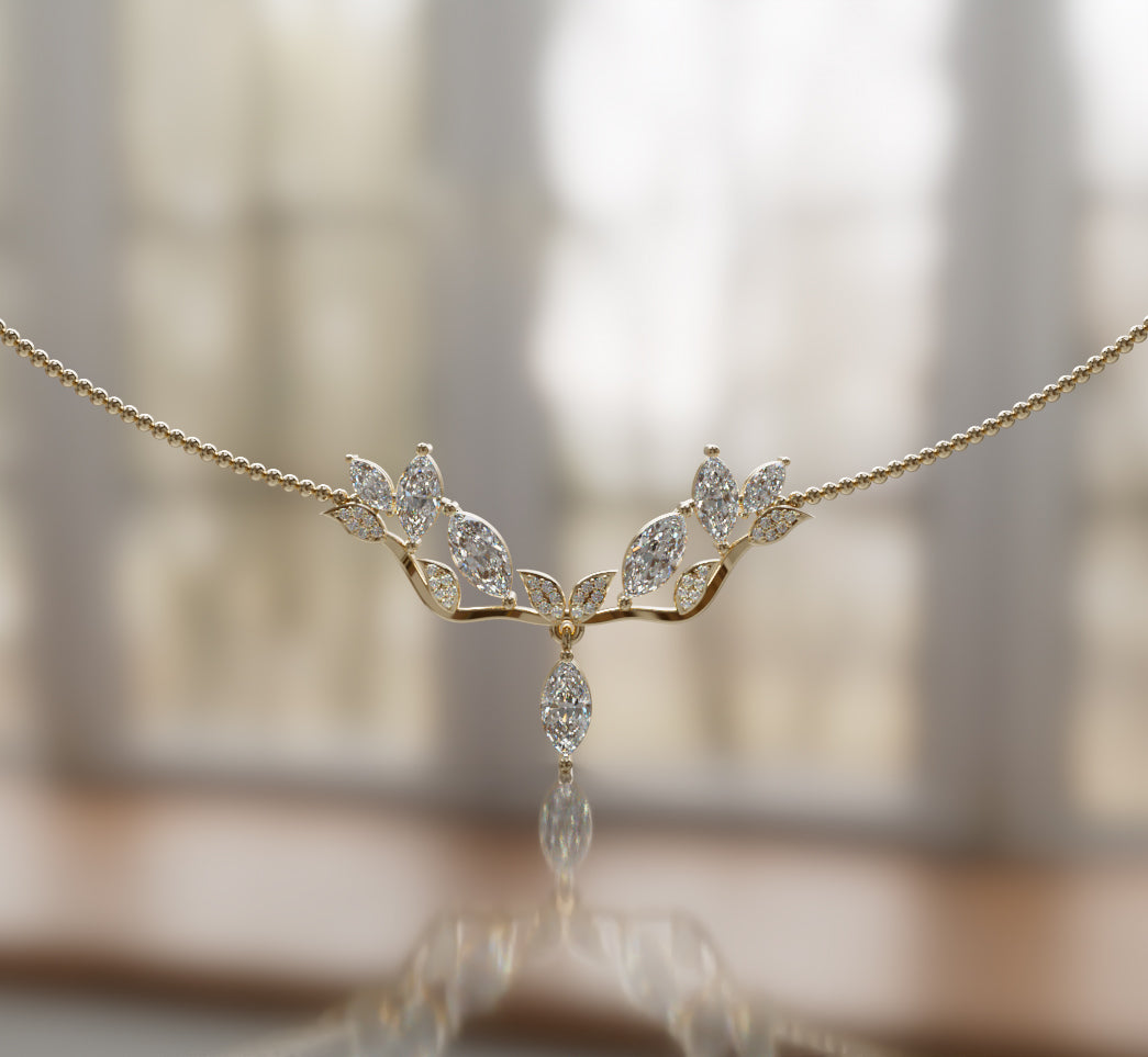 Fancy Cathedral Marquise Diamond  Necklace image 13