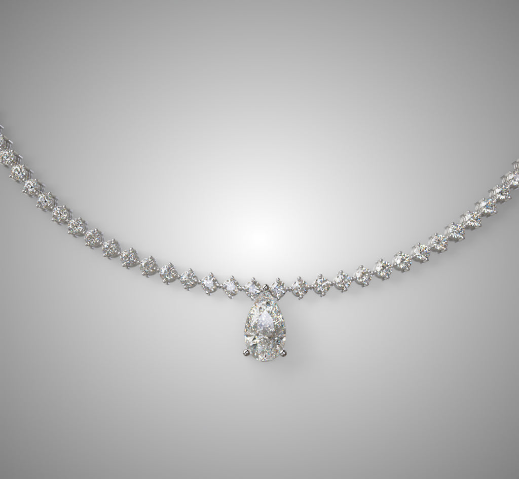 Tapered Link Pear Diamond  Necklace image 8