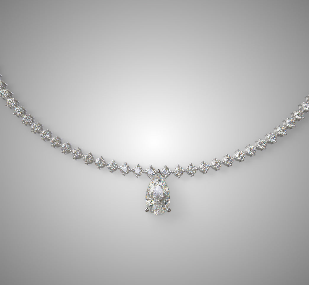 Tapered Link Pear Diamond  Necklace image 8