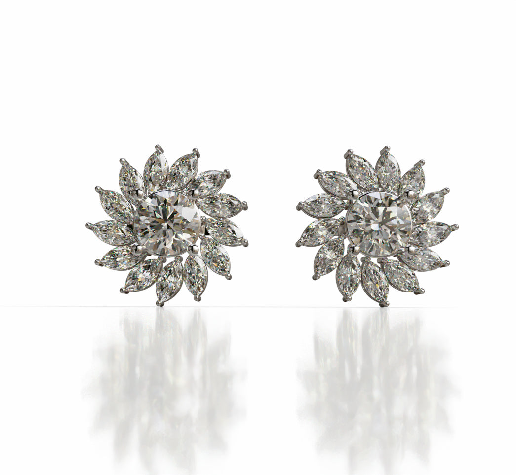 Sunflower Diamond Earring image 5