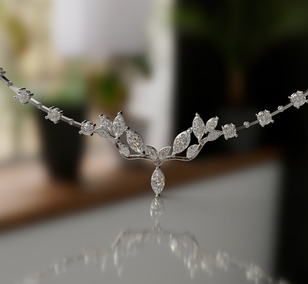 Fancy Cathedral Marquise Diamond  Necklace image 8