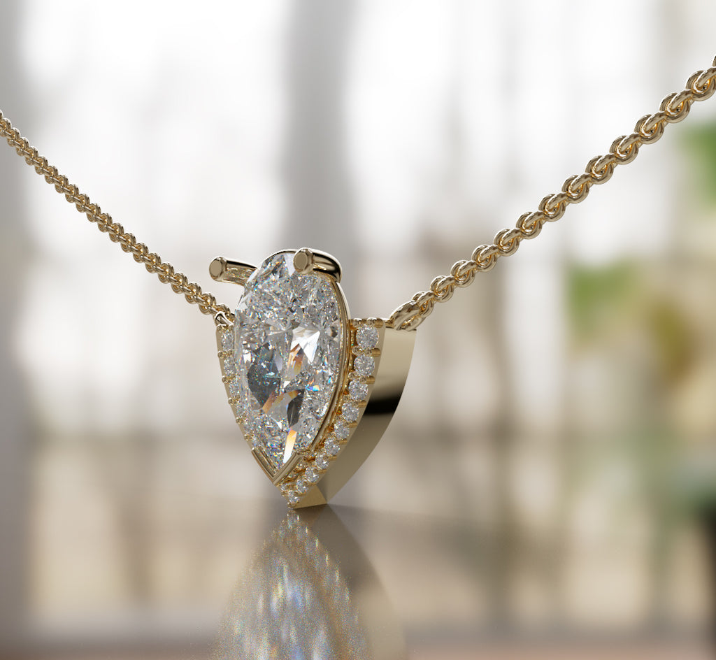 2.5ct Pear Half Halo Diamond Dangle Pendant image 2