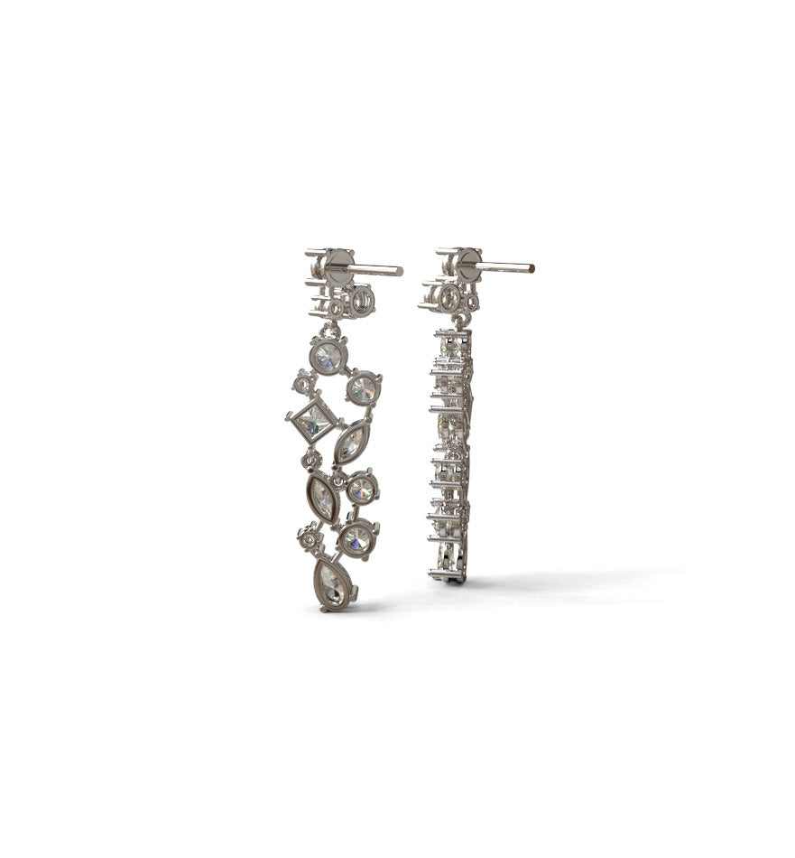 Fancy Shapes Cluster Diamond Dangle Earring image 7