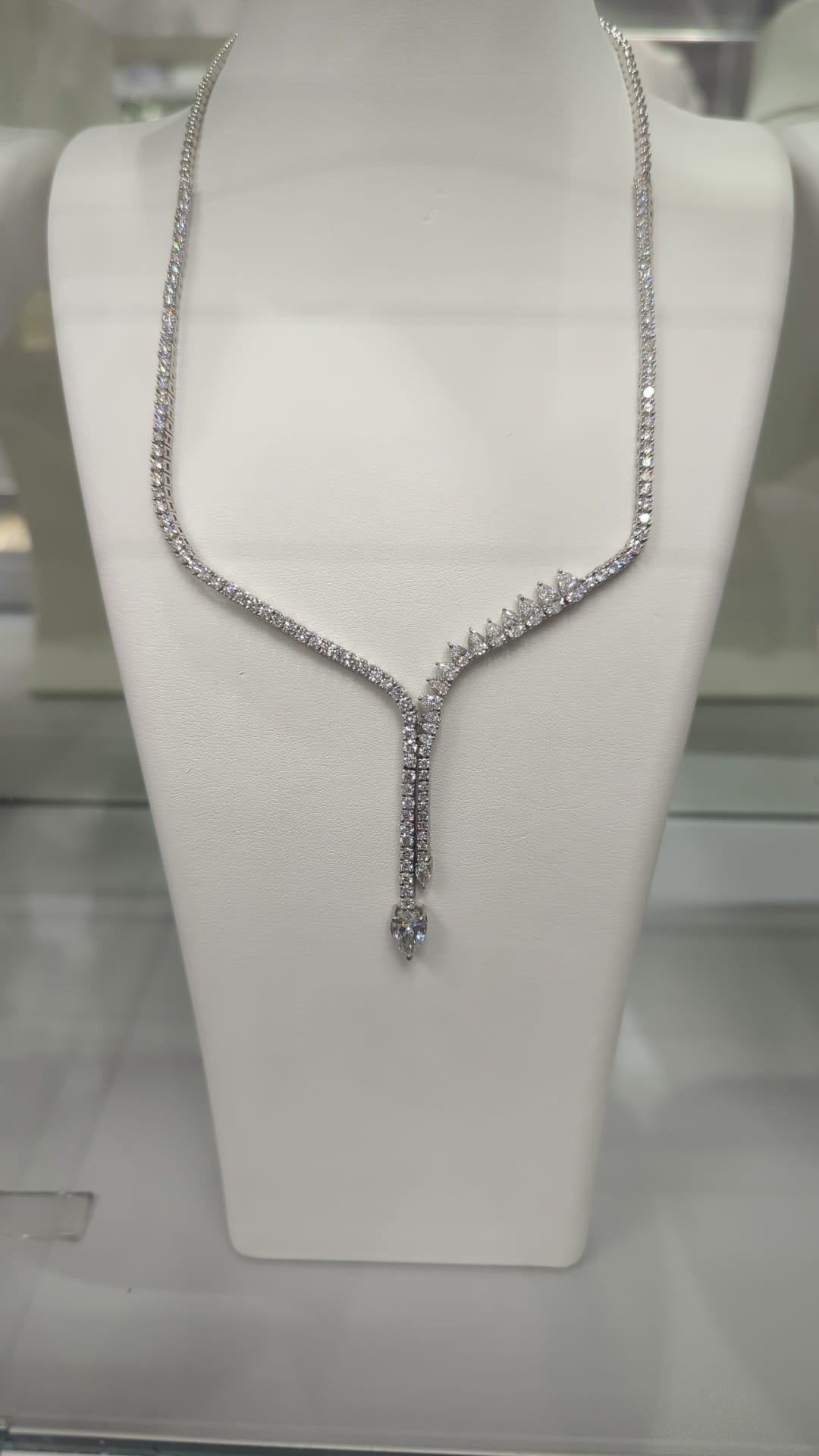 Pear Shape and Round Diamond Tennis Necklace image 0