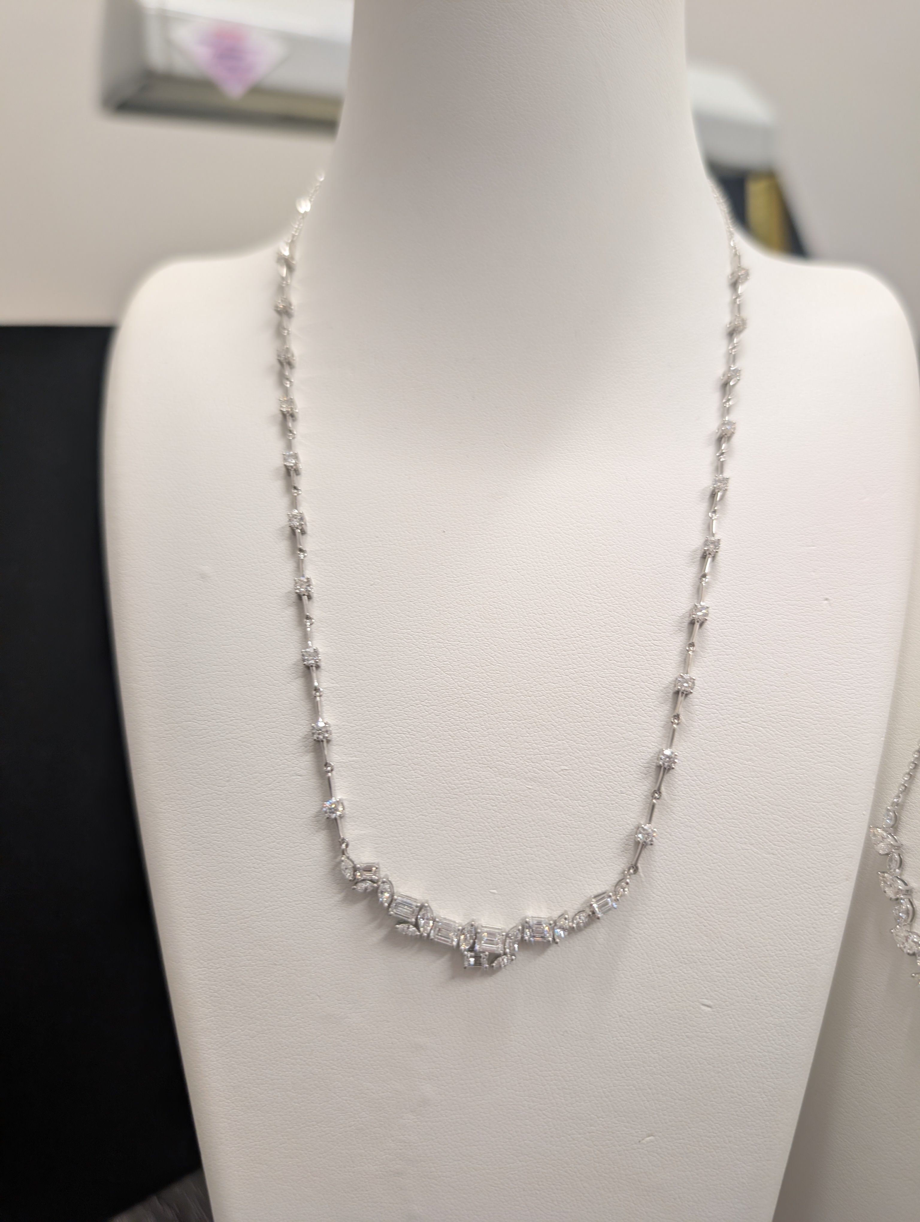 Crooked Smile Diamond Bar Link Necklace image 4