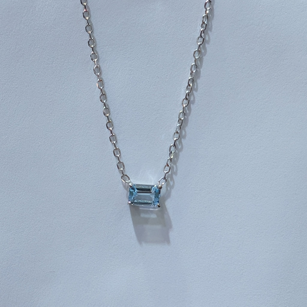 Emerald Cut Genuine Gem Stone Stud Pendant image 6