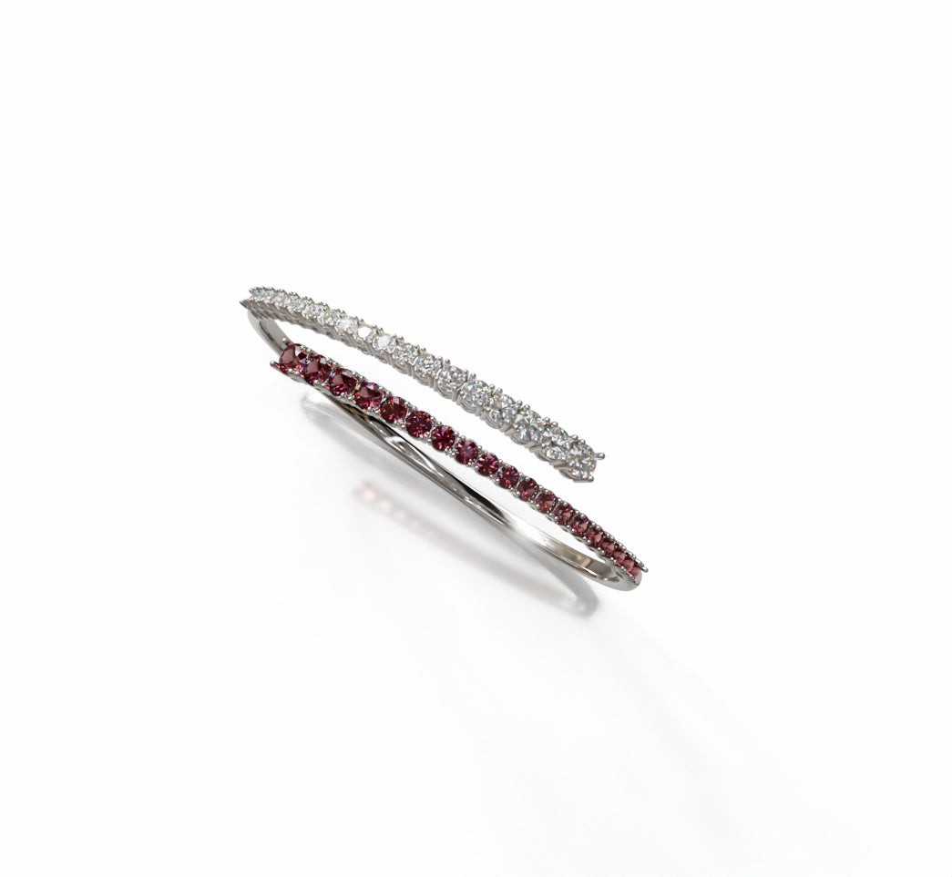 Single Row Wrap Garnet and Diamond Bangle image 12
