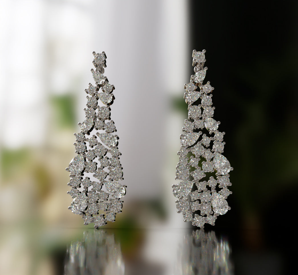 Pear Shapes Touch Diamond Dangle Earring image 10