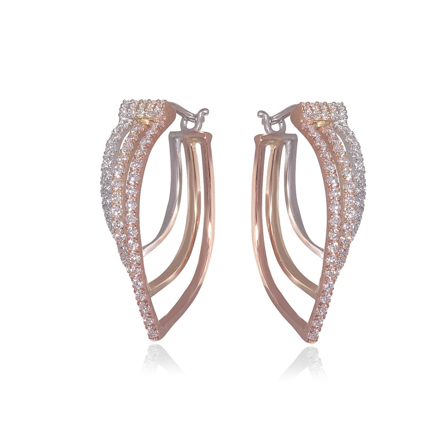 Triple-Color Gold Diamond Hoop Earring image 0