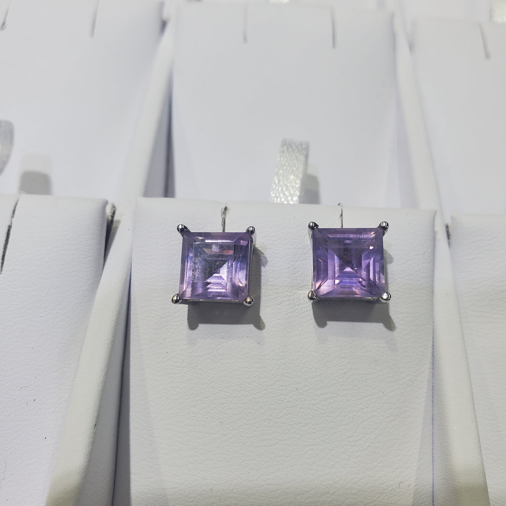 Princess Cut Amethyst Stud Earring image 1