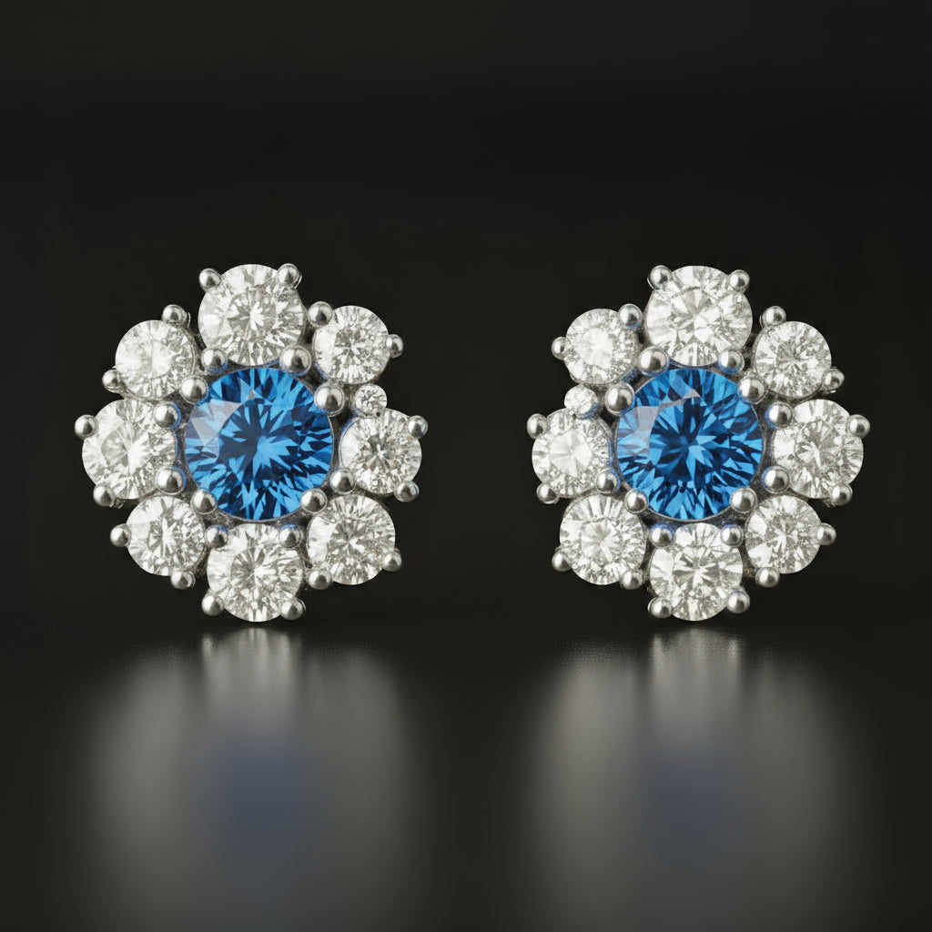 Golden Bloom Diamond Stud Earring image 3
