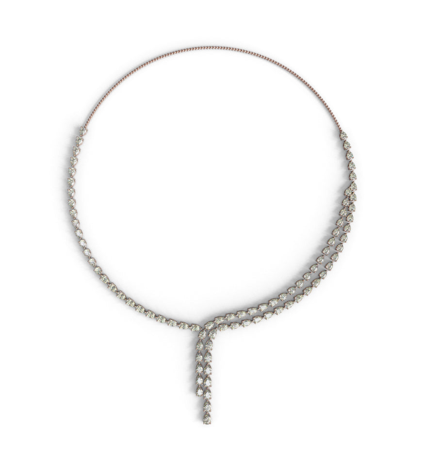 Double Row Pear Shape Diamond and Yellow Diamond Necklace image 6