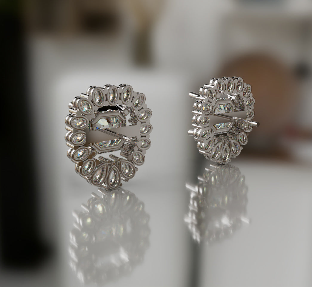 Radiant Center Diamond Stud Earring image 5