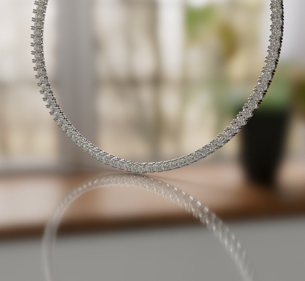 4 Prong Classic Diamond Tennis Necklace image 7