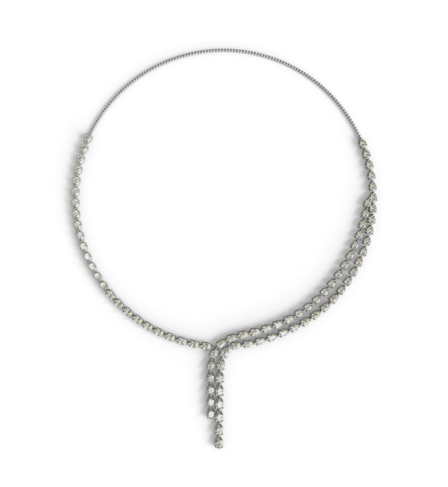 Double Row Pear Shape Diamond and Yellow Diamond Necklace image 8