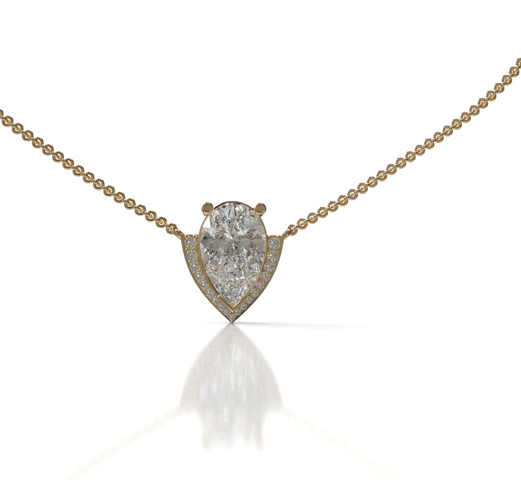 2.5ct Pear Half Halo Diamond Dangle Pendant image 3