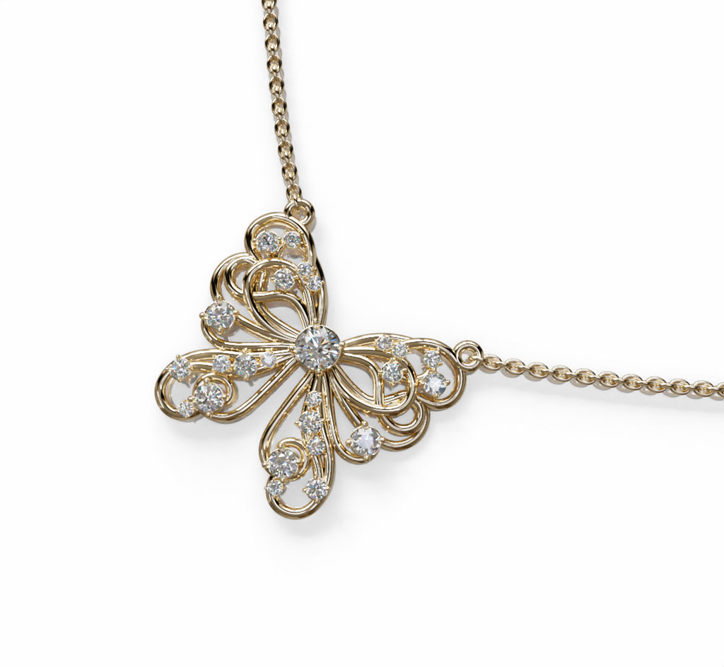 Butterfly Flower Fancy Diamond Pendant image 11