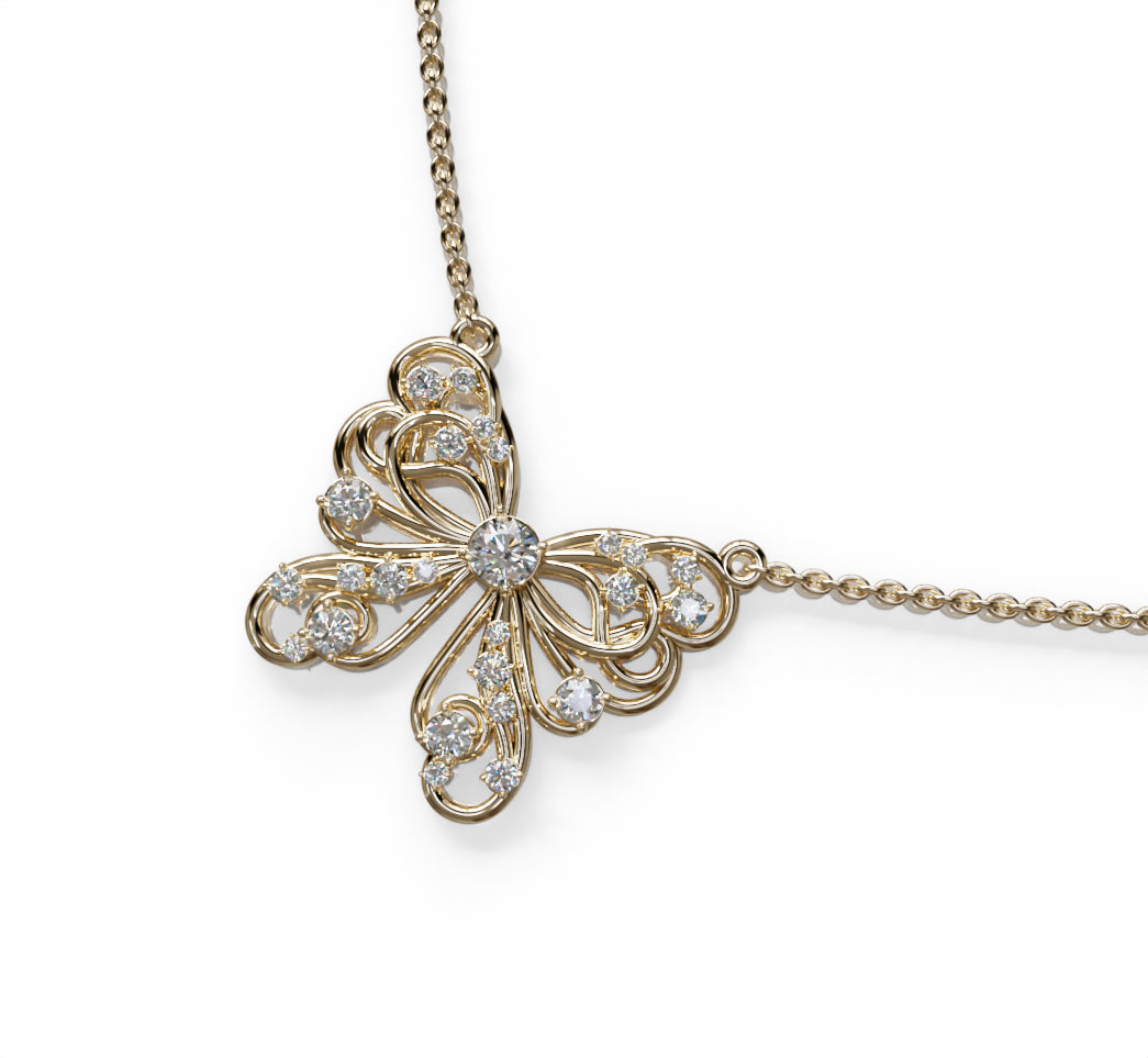 Butterfly Flower Fancy Diamond Pendant image 11
