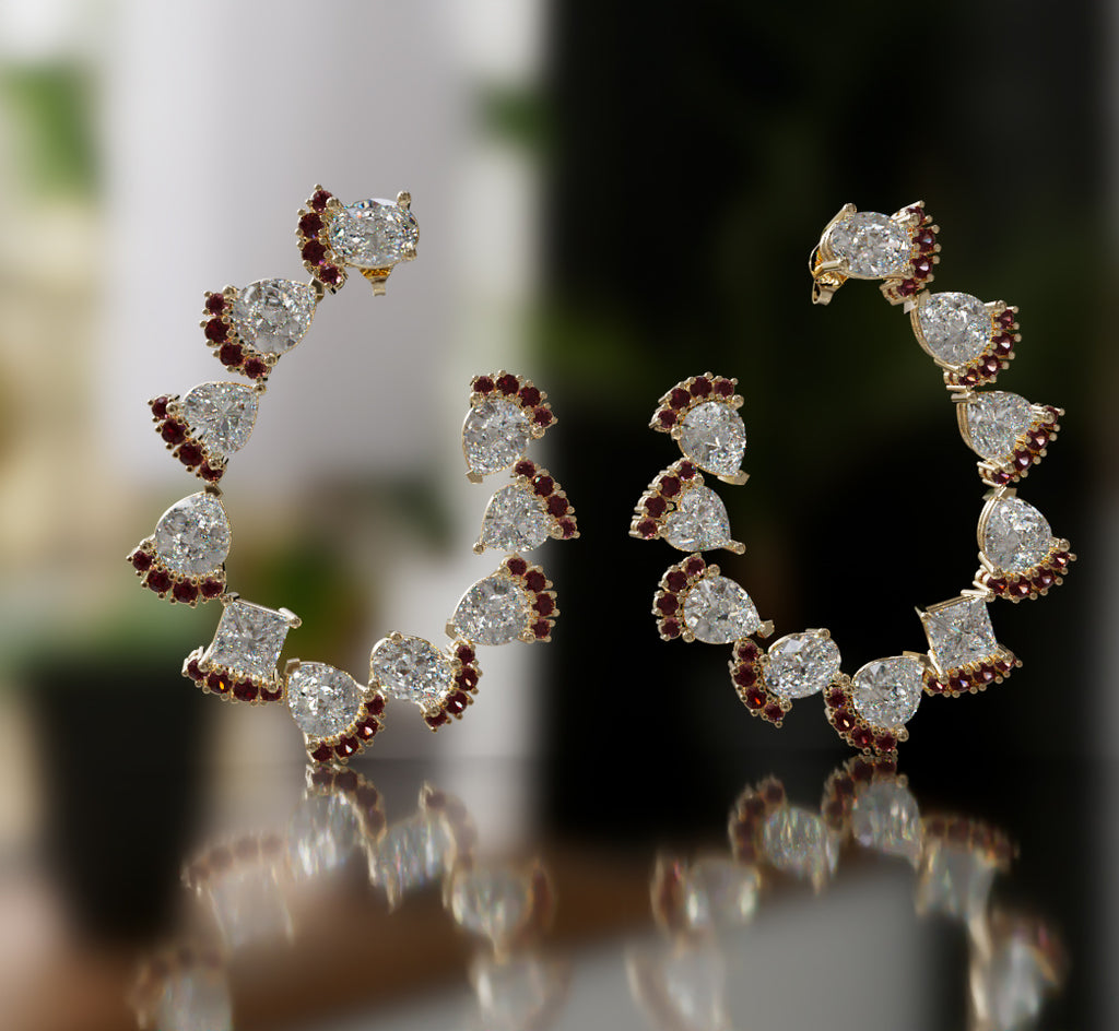 Pear and Round Loop Diamond Earring image 6