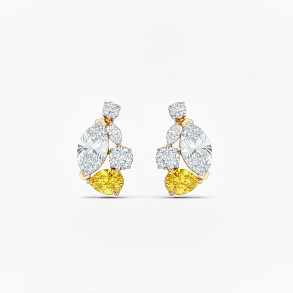 Aurora Cluster Fancy Diamond Earrings image 0