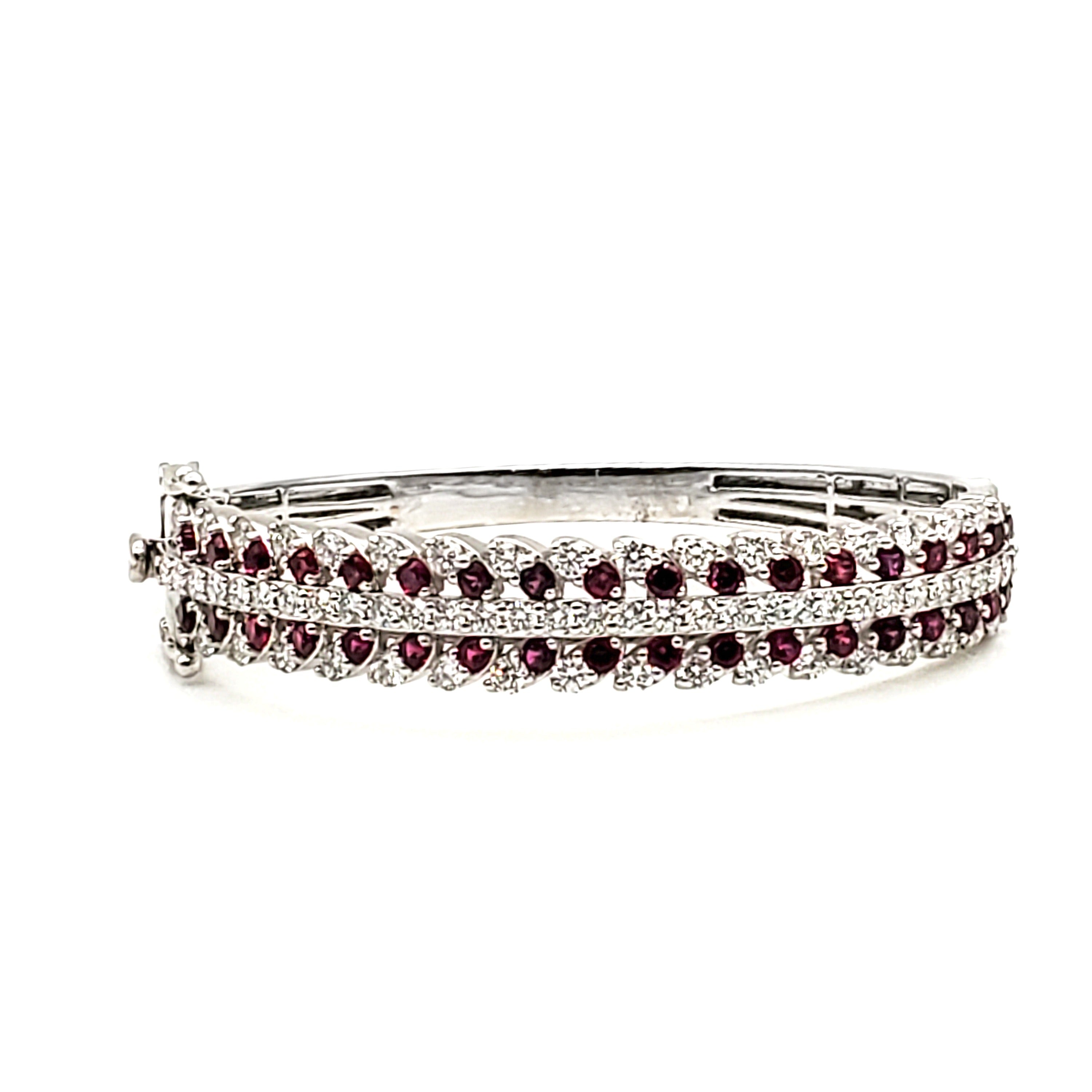 Diamond & Ruby Wave Design Bangle image 5