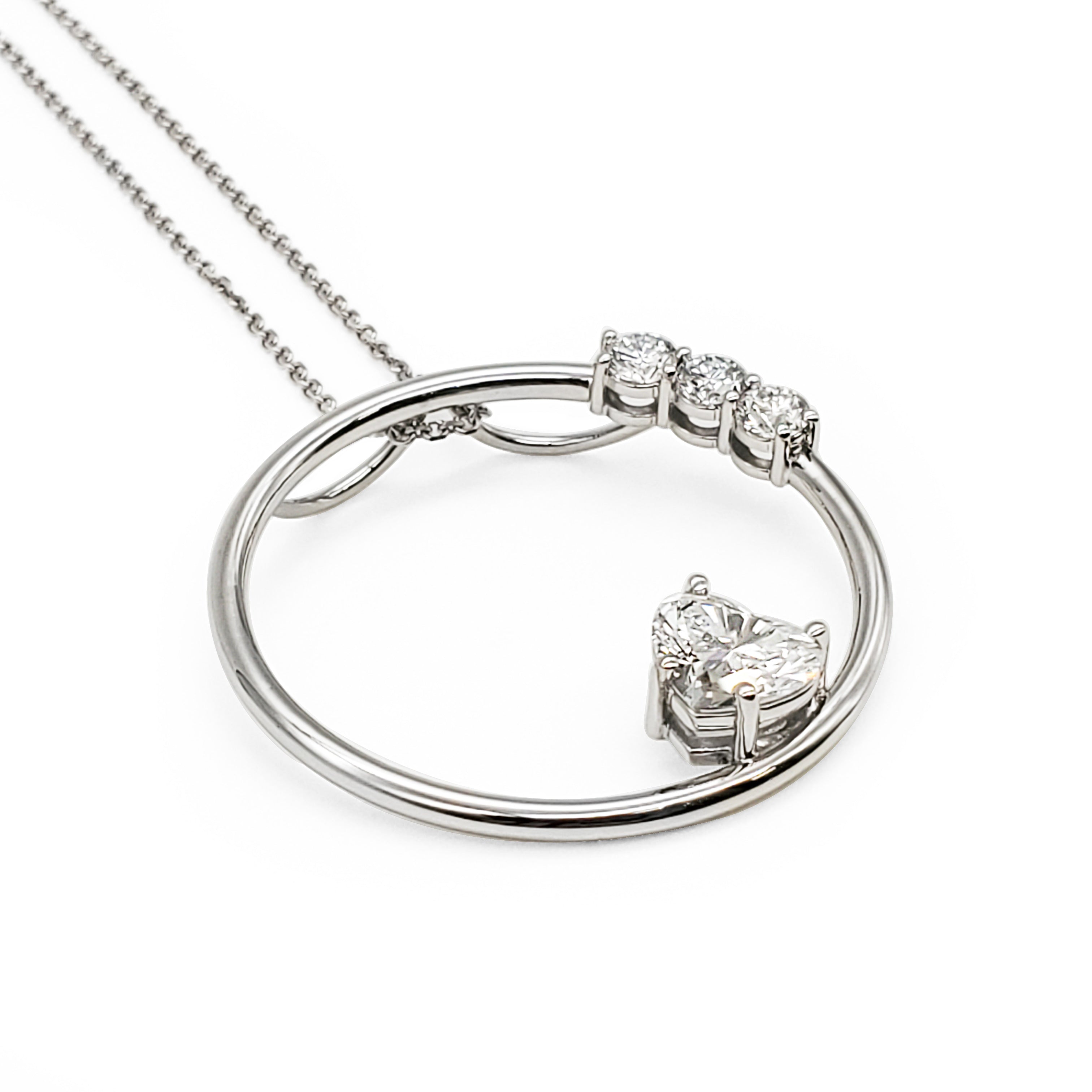 Heart Shape Diamond Circle Pendant image 2