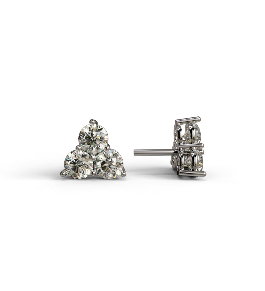 Three Stone Round Stud Earring image 6