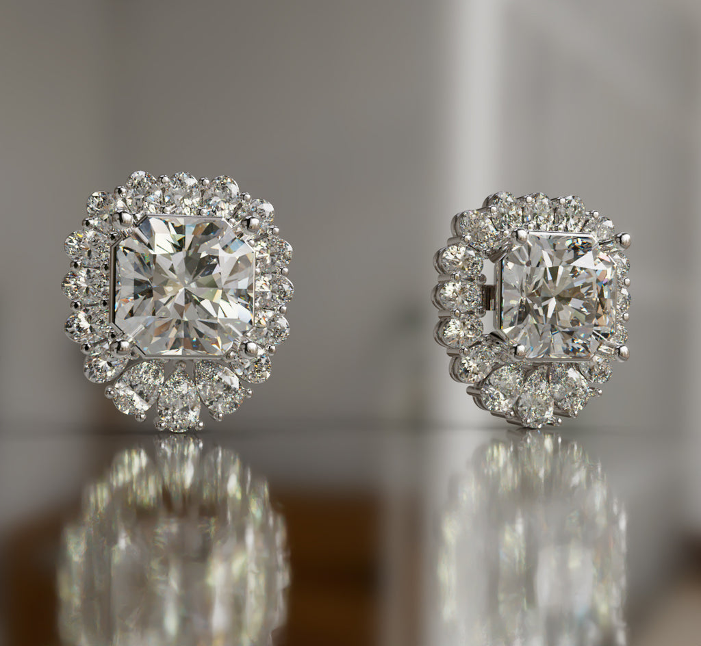 Radiant Center Diamond Stud Earring image 4