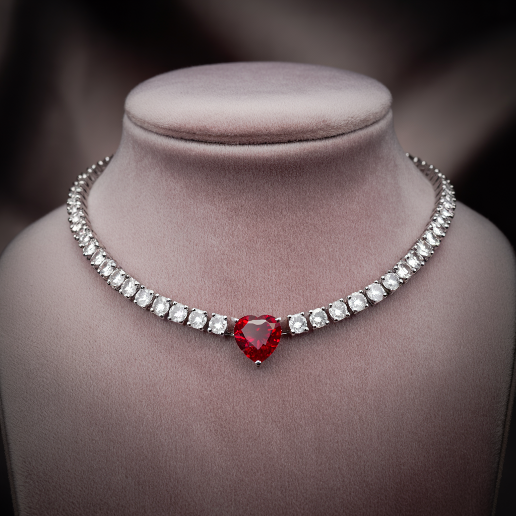 Crimson Heart Radiance Diamond Necklace image 2