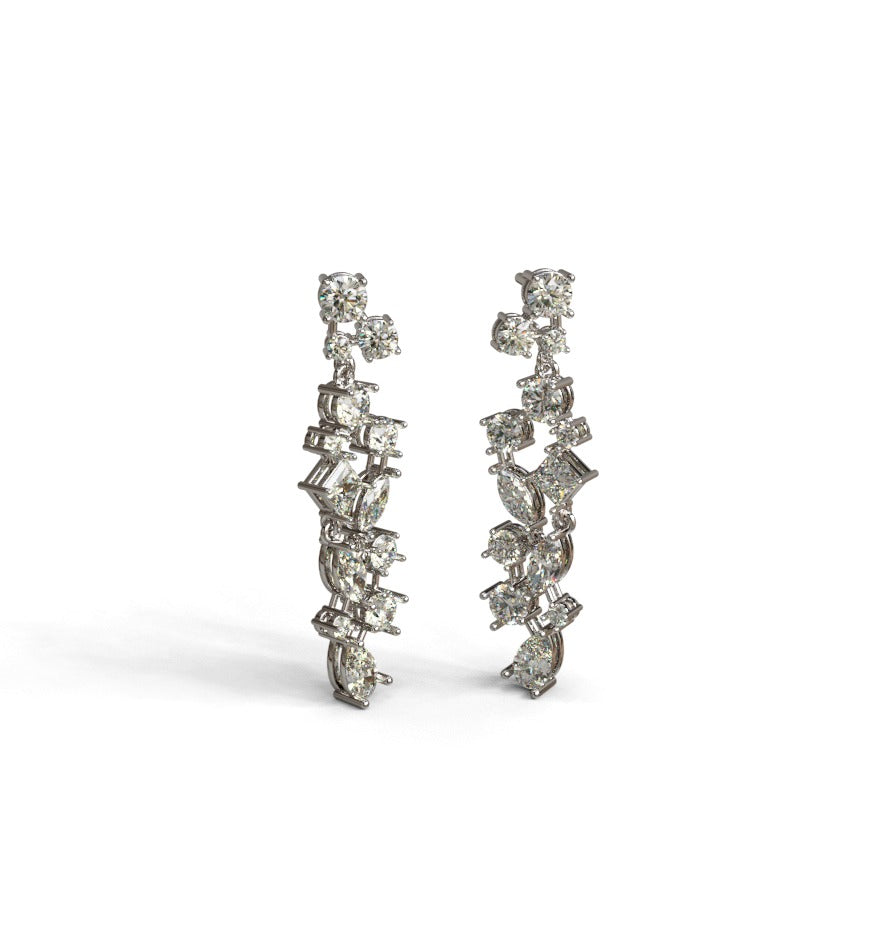 Fancy Shapes Cluster Diamond Dangle Earring image 1