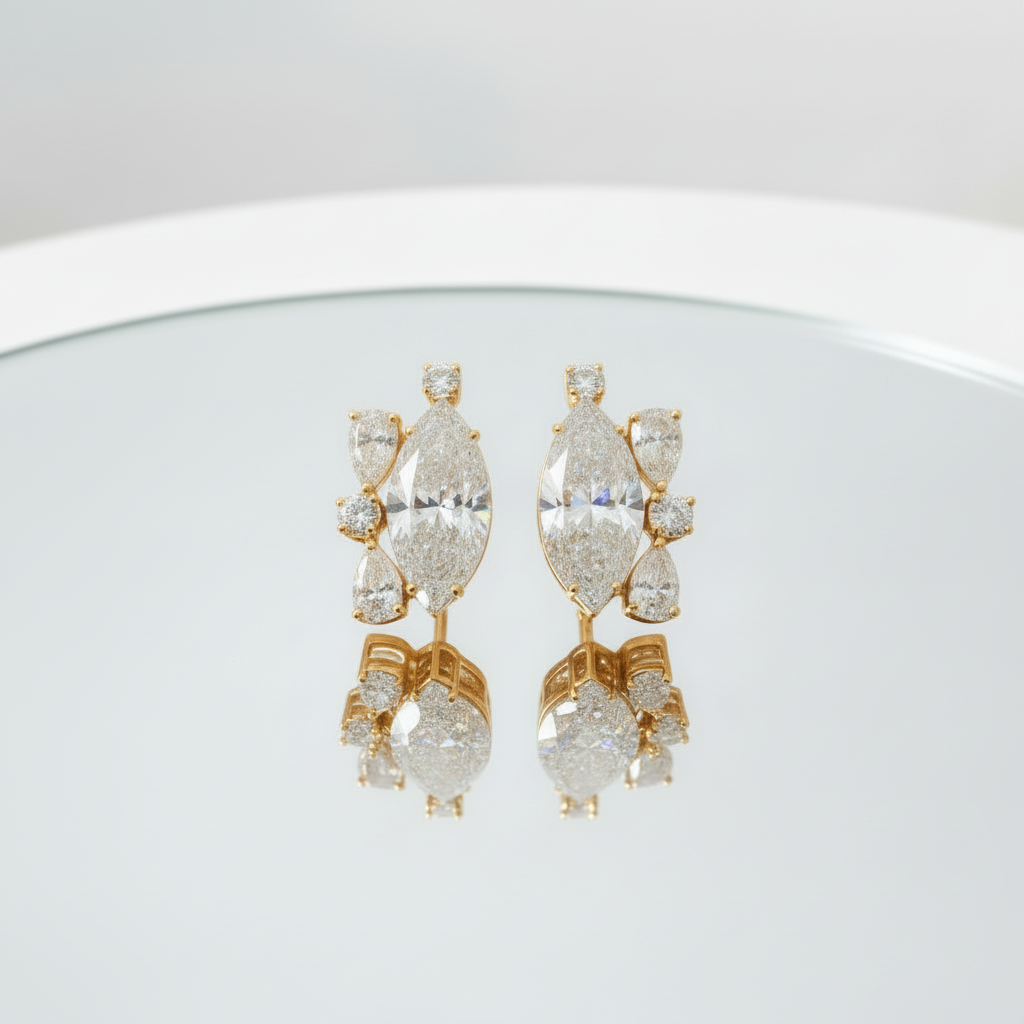 Solar Radiance Marquise Diamond Stud Earrings image 7