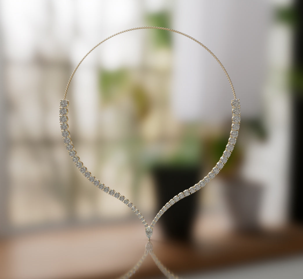 V Shape with Pear Diamond Necklace image 2