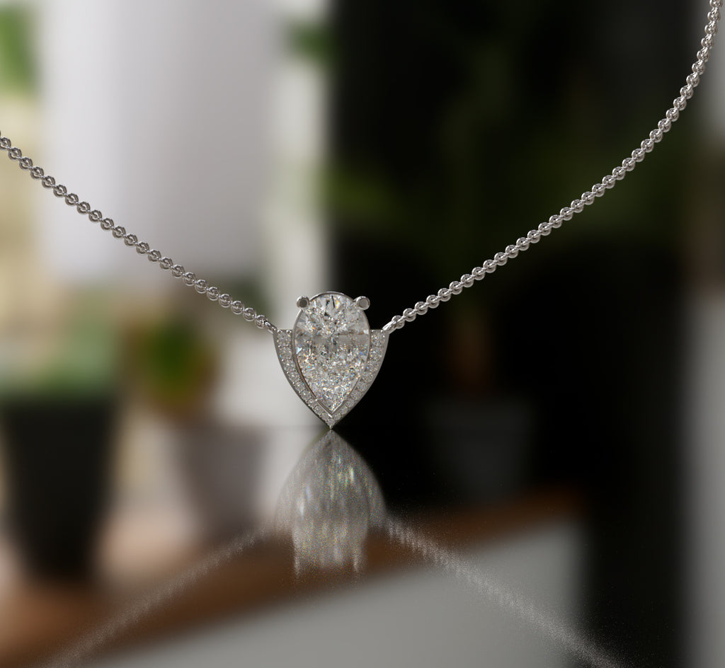 2.5ct Pear Half Halo Diamond Dangle Pendant image 5