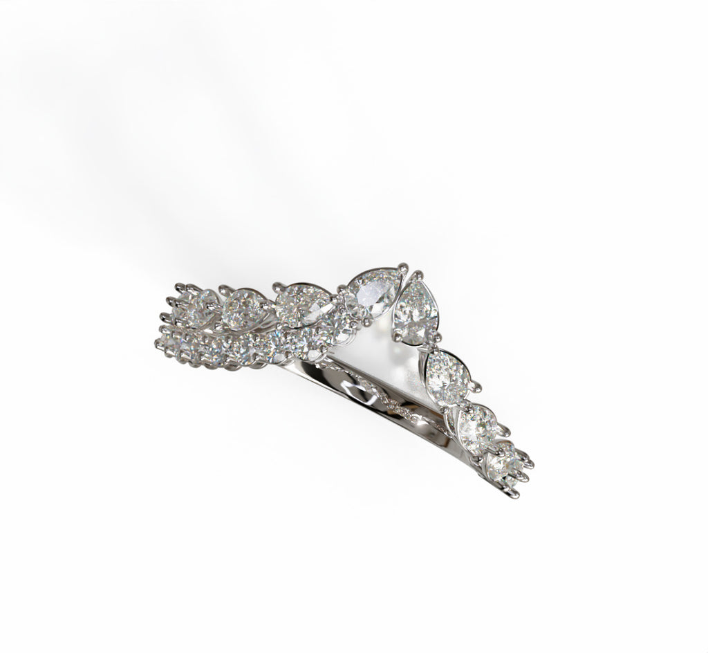 V Shape Pear Shapes and Round Diamond Ring image 7