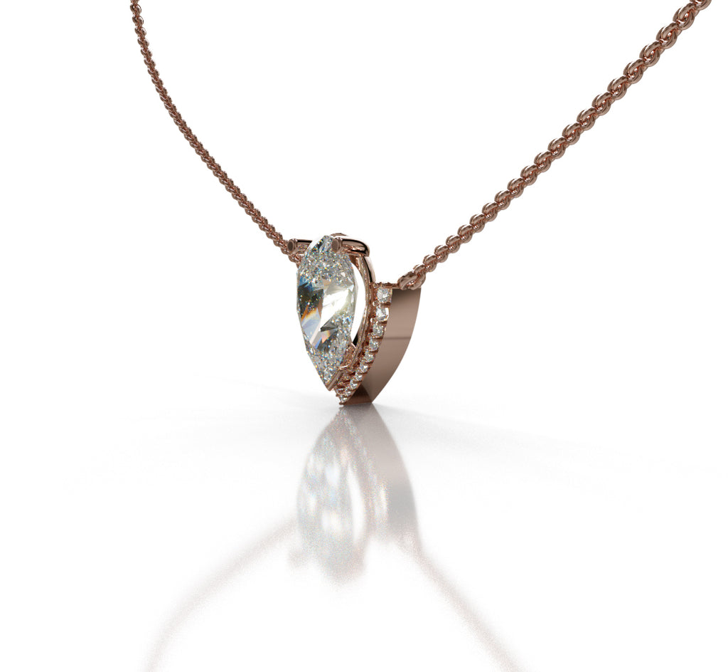 2.5ct Pear Half Halo Diamond Dangle Pendant image 1
