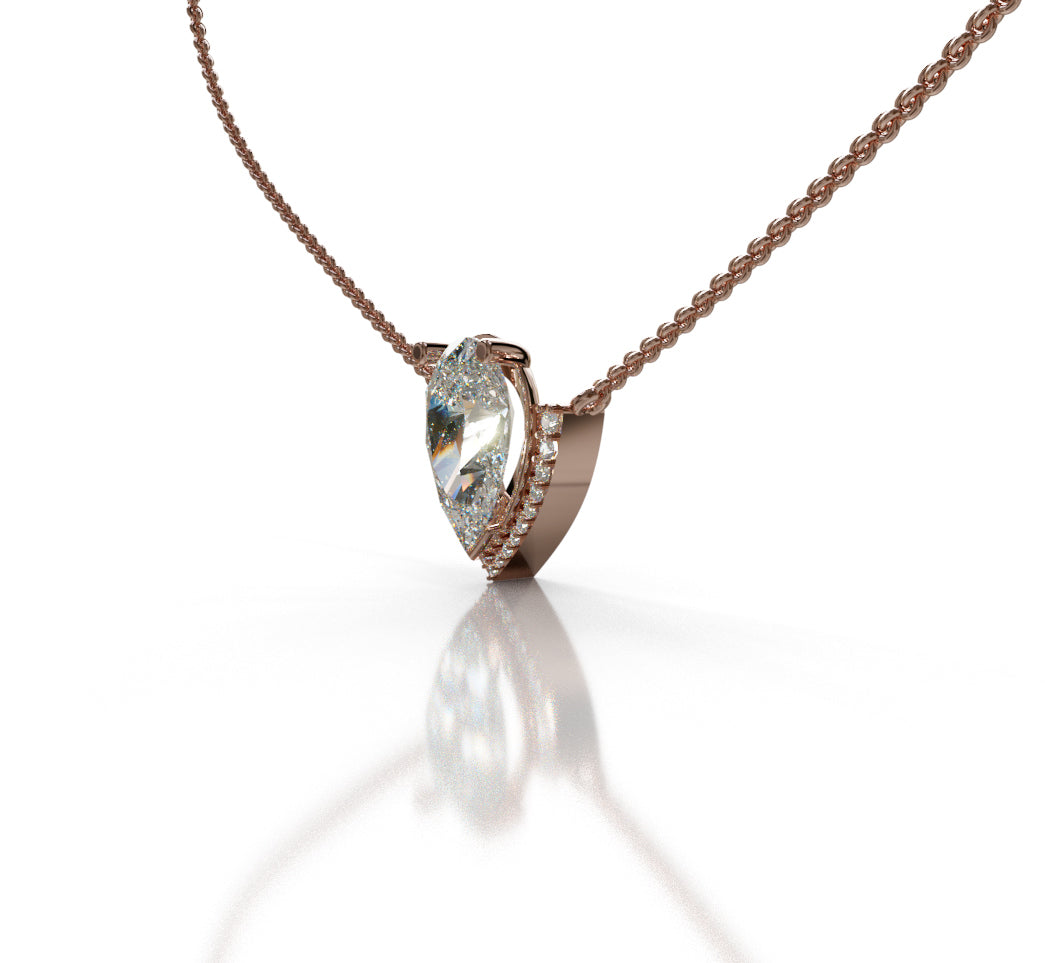 2.5ct Pear Half Halo Diamond Dangle Pendant image 1