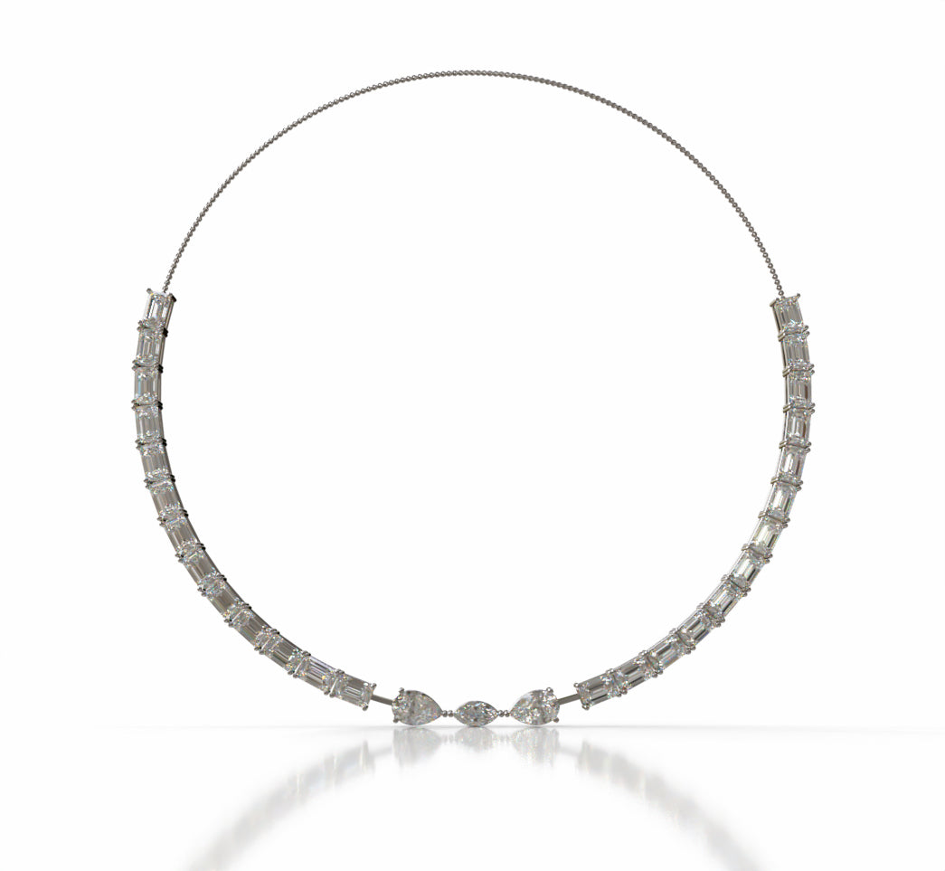 Emerald Tennis with Pear & Marquise Diamond Necklace image 0