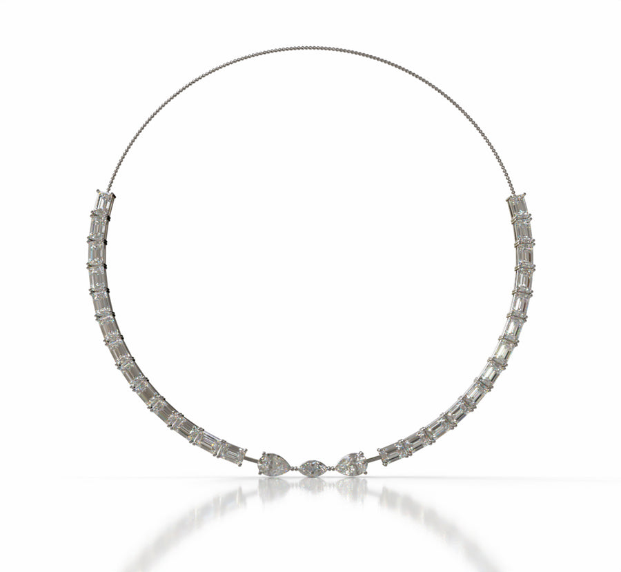 Emerald & Pear Diamond Statement Necklace