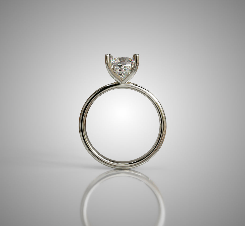 2ct Hidden Halo Cushion Center Channel Engagement Ring image 9