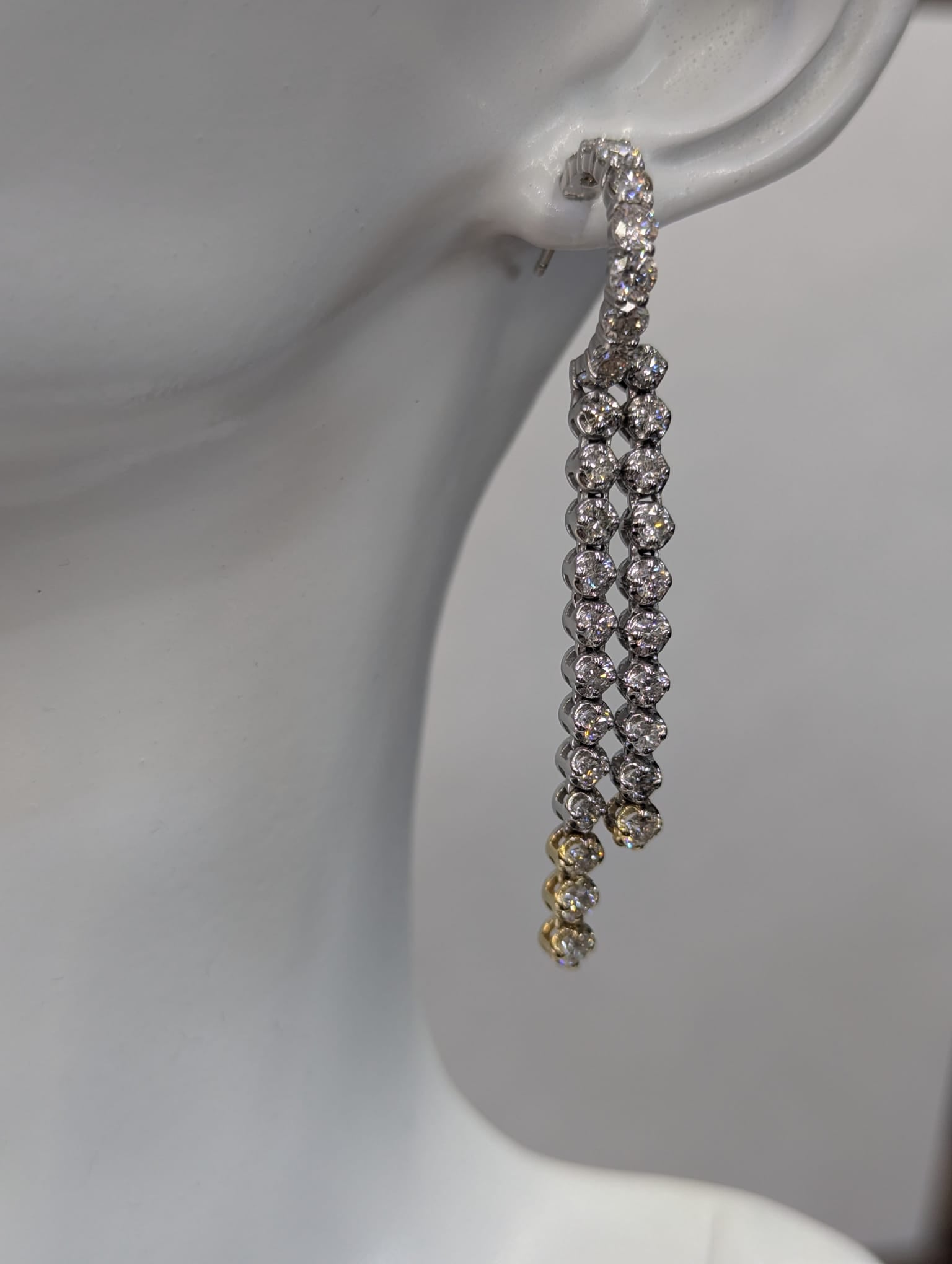 Double Row Diamond Dangle Earring image 2