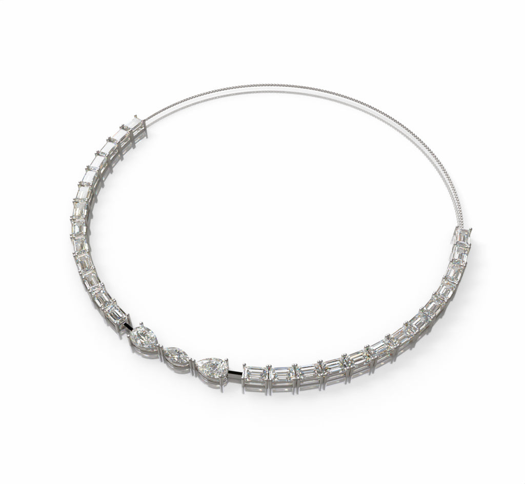 Emerald Tennis with Pear & Marquise Diamond Necklace image 2